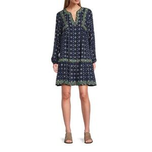 Nurture by Westbound Embroidered Long Sleeve Tunic Dress | Size Petite Large|